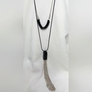 Signed ARTIZAN double  chain necklace with tassels